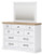 Benchcraft Ashbryn White Natural King Panel Storage Bed with Mirrored Dresser, Chest and Nightstand