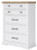 Benchcraft Ashbryn White Natural King Panel Storage Bed with Mirrored Dresser, Chest and Nightstand