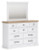 Benchcraft Ashbryn White Natural King Panel Storage Bed with Mirrored Dresser and Chest