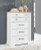 Benchcraft Ashbryn White Natural King Panel Storage Bed with Mirrored Dresser and Chest