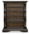 Ashley Maylee Dark Brown California King Upholstered Bed with Mirrored Dresser and Chest