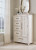 Benchcraft Shaybrock Antique White Queen Panel Bed with Mirrored Dresser and Chest