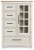 Benchcraft Shaybrock Antique White California King Panel Bed with Mirrored Dresser, Chest and Nightstand B683/82/94/31/36/48/92
