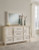 Benchcraft Shaybrock Antique White California King Panel Bed with Mirrored Dresser, Chest and Nightstand B683/82/94/31/36/48/92