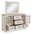 Benchcraft Shaybrock Antique White California King Panel Bed with Mirrored Dresser, Chest and 2 Nightstands