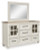 Benchcraft Shaybrock Antique White California King Panel Bed with Mirrored Dresser, Chest and 2 Nightstands