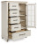 Benchcraft Shaybrock Antique White California King Panel Bed with Mirrored Dresser, Chest and 2 Nightstands