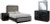 Ashley Rowanbeck Gray Black Queen Upholstered Panel Bed with Mirrored Dresser and Nightstand