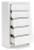 Ashley Mollviney White Twin Panel Headboard with Mirrored Dresser, Chest and Nightstand