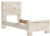 Benchcraft Lawroy Light Natural Twin Panel Bed with Mirrored Dresser, Chest and Nightstand