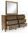 Benchcraft Sturlayne Brown Queen Upholstered Panel Bed with Mirrored Dresser, Chest and Nightstand