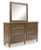 Benchcraft Sturlayne Brown Queen Upholstered Panel Bed with Mirrored Dresser, Chest and 2 Nightstands