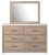 Ashley Senniberg Light Brown White Queen Panel Bed with Mirrored Dresser, Chest and 2 Nightstands B1191/54/57/98/31/36/44/92(2)
