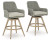 Ashley Seton Creek Beige Gray Outdoor Bar Height Barstool with Cushion (Set of 2)