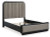 Ashley Rowanbeck Gray Black Queen Upholstered Panel Bed with Mirrored Dresser, Chest and 2 Nightstands