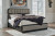 Ashley Rowanbeck Gray Black King Upholstered Panel Bed with Mirrored Dresser and Nightstand