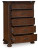 Ashley Lavinton Brown Queen Poster Bed with Mirrored Dresser, Chest and Nightstand