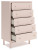 Ashley Wistenpine Blush Twin Upholstered Panel Headboard with Mirrored Dresser, Chest and Nightstand
