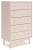 Ashley Wistenpine Blush Twin Upholstered Panel Headboard with Mirrored Dresser, Chest and Nightstand