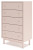 Ashley Wistenpine Blush Twin Upholstered Panel Headboard with Mirrored Dresser, Chest and 2 Nightstands