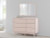 Ashley Wistenpine Blush Full Upholstered Panel Headboard with Mirrored Dresser and Nightstand