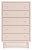 Ashley Wistenpine Blush Full Upholstered Panel Headboard with Mirrored Dresser, Chest and Nightstand