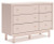 Ashley Wistenpine Blush Full Upholstered Panel Headboard with Dresser and 2 Nightstands