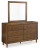 Ashley Lyncott Brown California King Upholstered Bed with Mirrored Dresser and 2 Nightstands