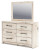 Ashley Lawroy Light Natural Twin Panel Bed with Mirrored Dresser, Chest and 2 Nightstands