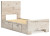 Ashley Lawroy Light Natural Twin Panel Bed with Mirrored Dresser, Chest and 2 Nightstands