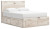 Ashley Lawroy Light Natural Queen Panel Storage Bed with Mirrored Dresser and Chest