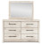 Benchcraft Lawroy Light Natural Twin Panel Bed with Mirrored Dresser and 2 Nightstands