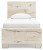 Benchcraft Lawroy Light Natural Twin Panel Bed with Mirrored Dresser and 2 Nightstands