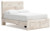 Ashley Lawroy Light Natural Full Panel Storage Bed with Mirrored Dresser and 2 Nightstands