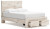 Ashley Lawroy Light Natural Full Panel Storage Bed with Mirrored Dresser and 2 Nightstands