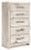 Benchcraft Lawroy Light Natural King Panel Headboard with Mirrored Dresser and Chest