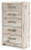 Benchcraft Lawroy Light Natural King Panel Headboard with Mirrored Dresser and Chest