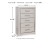 Ashley Zyniden Silver Full Upholstered Panel Headboard with Mirrored Dresser and Chest