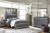 Ashley Lodanna Gray Queen Panel Bed with 2 Storage Drawers with Mirrored Dresser, Chest and Nightstand