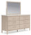 Ashley Cadmori Brown Queen Upholstered Panel Bed with Mirrored Dresser
