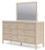 Ashley Cadmori Brown Queen Upholstered Panel Bed with Mirrored Dresser