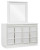 Ashley Chalanna White King Upholstered Storage Bed with Mirrored Dresser, Chest and 2 Nightstands