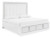 Ashley Chalanna White King Upholstered Storage Bed with Mirrored Dresser, Chest and 2 Nightstands