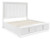 Ashley Chalanna White King Upholstered Storage Bed with Mirrored Dresser, Chest and 2 Nightstands