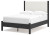 Ashley Cadmori Brown Full Upholstered Panel Bed with Mirrored Dresser