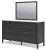 Ashley Cadmori Brown Full Upholstered Panel Bed with Mirrored Dresser