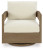 Ashley Serene Bay Dark Brown White 2 Outdoor Lounge Chairs with End Table