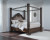 Ashley Maylee Dark Brown King Canopy Bed with Dresser
