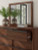 Ashley Kendamor Dark Brown Queen Canopy Bed with Mirrored Dresser, Chest and Nightstand