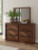 Ashley Kendamor Dark Brown Queen Canopy Bed with Mirrored Dresser, Chest and Nightstand